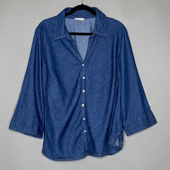 Faded Glory Blue Shirt‎ Snaps Size 18W/20W - Picture 2 of 12